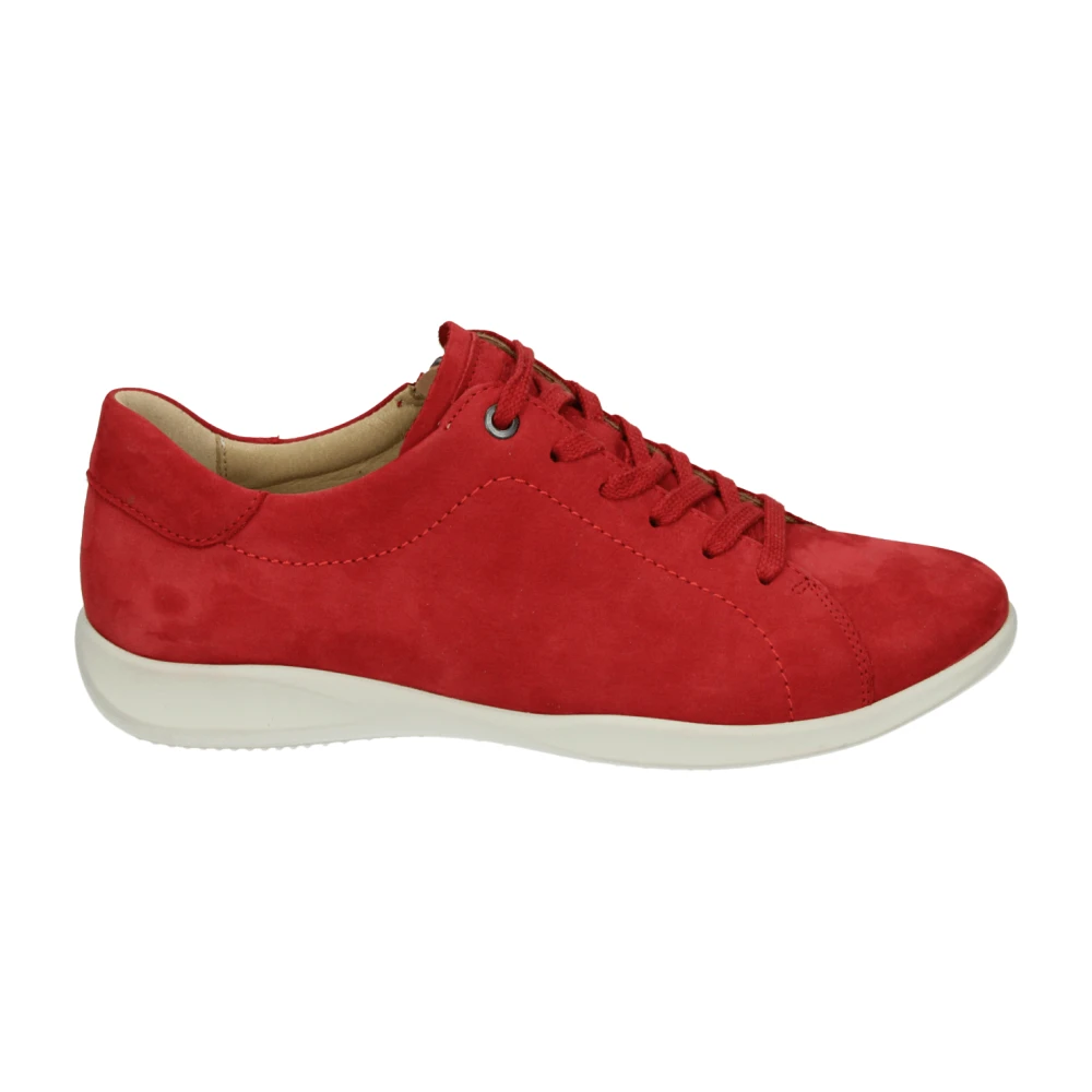 Hartjes Sportieve Lage Damesschoenen Nubuck Dames Schoenen Rood