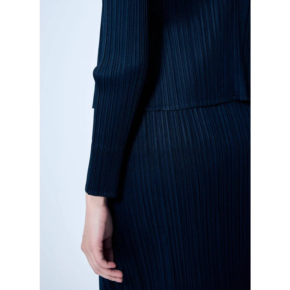 Issey Miyake Geplooide Open Front Cardigan Blue Dames
