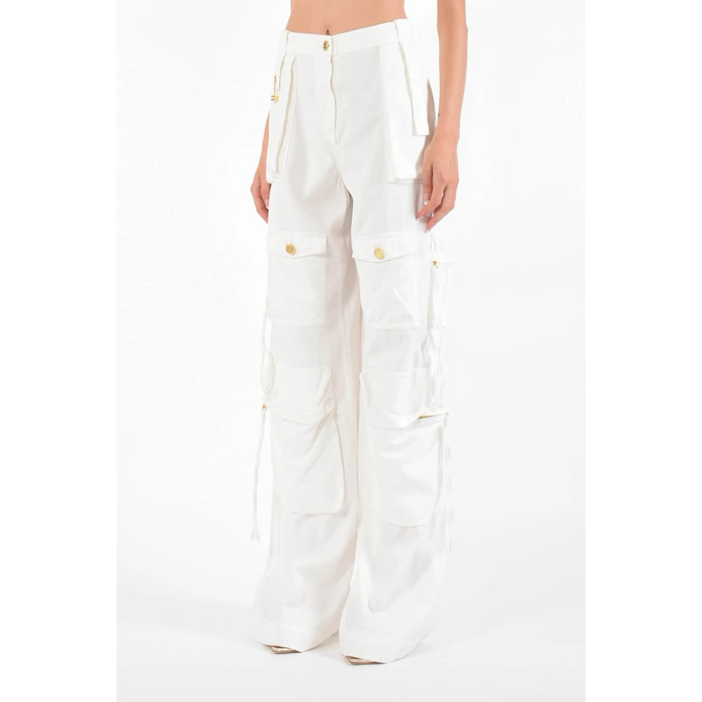 Elisabetta Franchi Cargo jeans met wijde pijpen White Dames