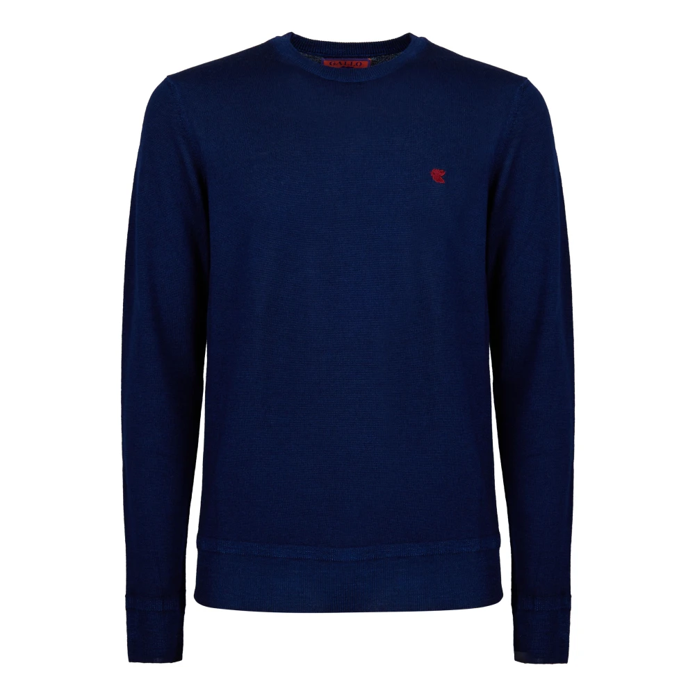 Gallo Blauwe Wol Crew-Neck Sweater Blue Heren