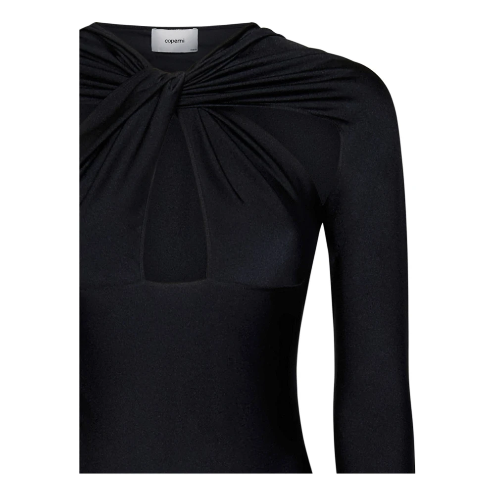 Coperni Zwart Twist Neck Bodysuit Topwear Black Dames