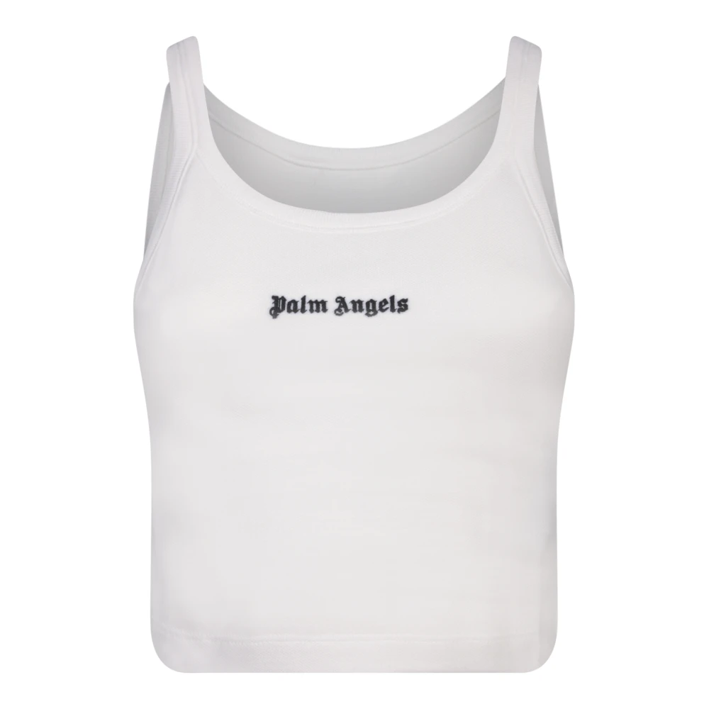 Palm Angels Chique Witte Top met Logo Print White Dames