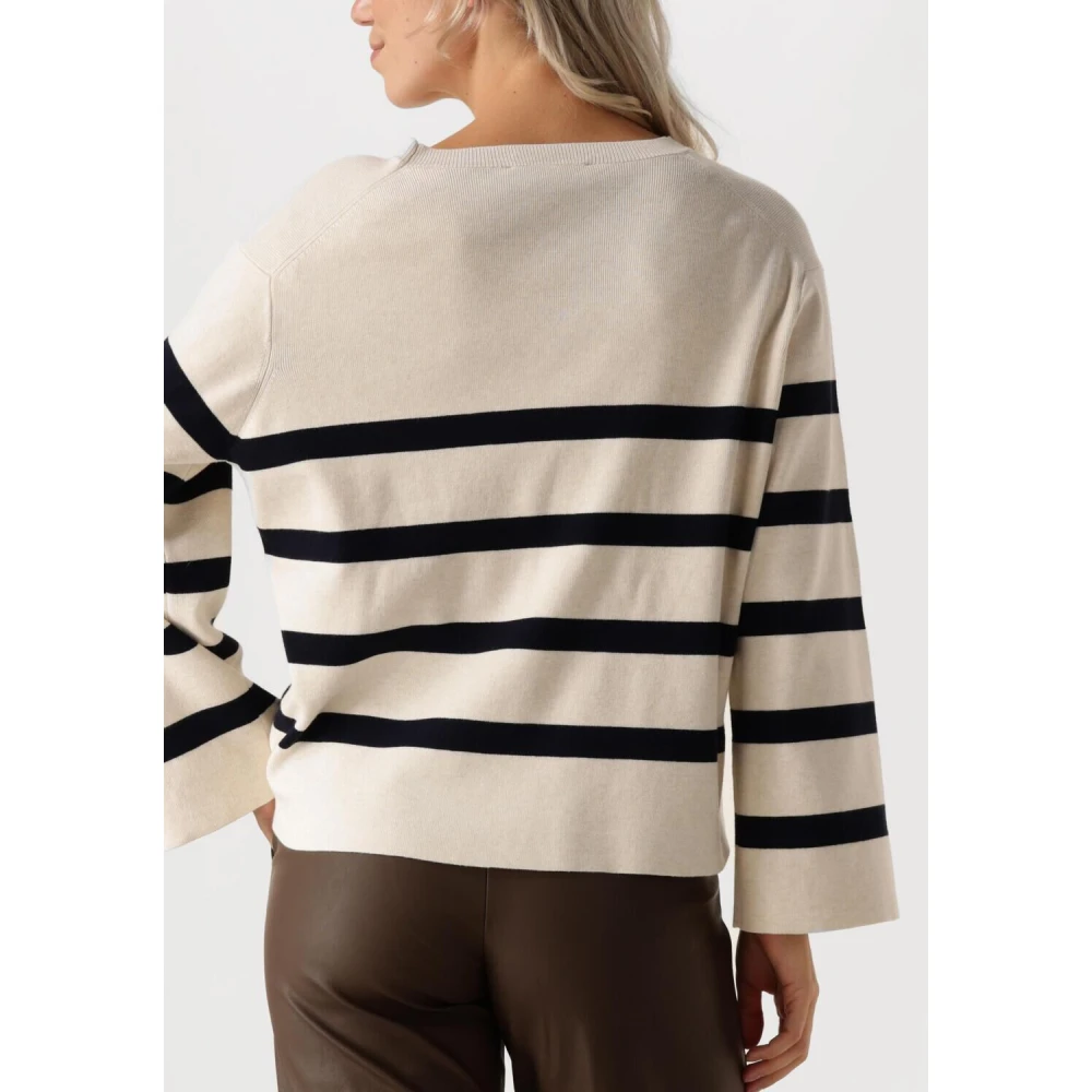Summum Woman Gestreepte Trui Zachte Viscose Polyamide Gebreid White Dames