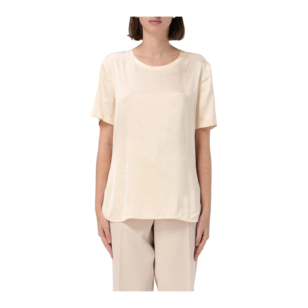 Liu Jo Korte mouw Viscose Ronde Hals Blouse Beige Dames