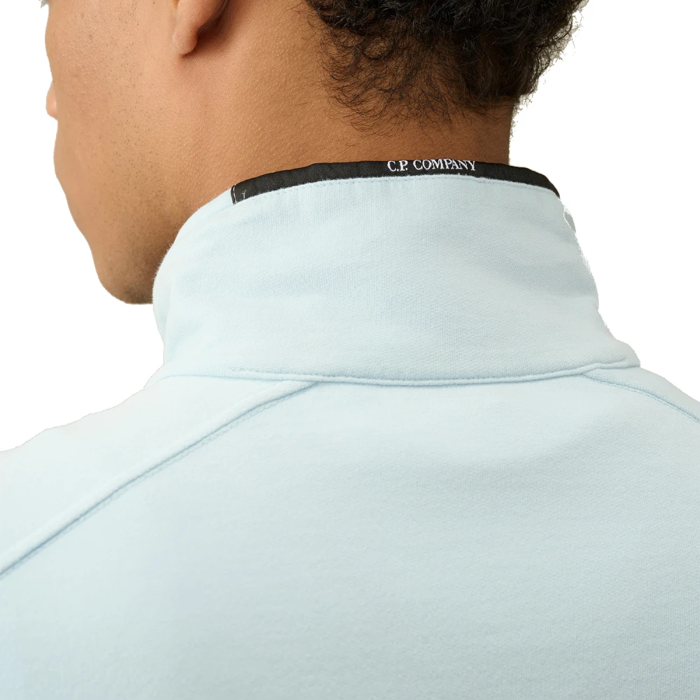 C.P. Company Quarter Zip Sweater met Lens Detail Blue Heren