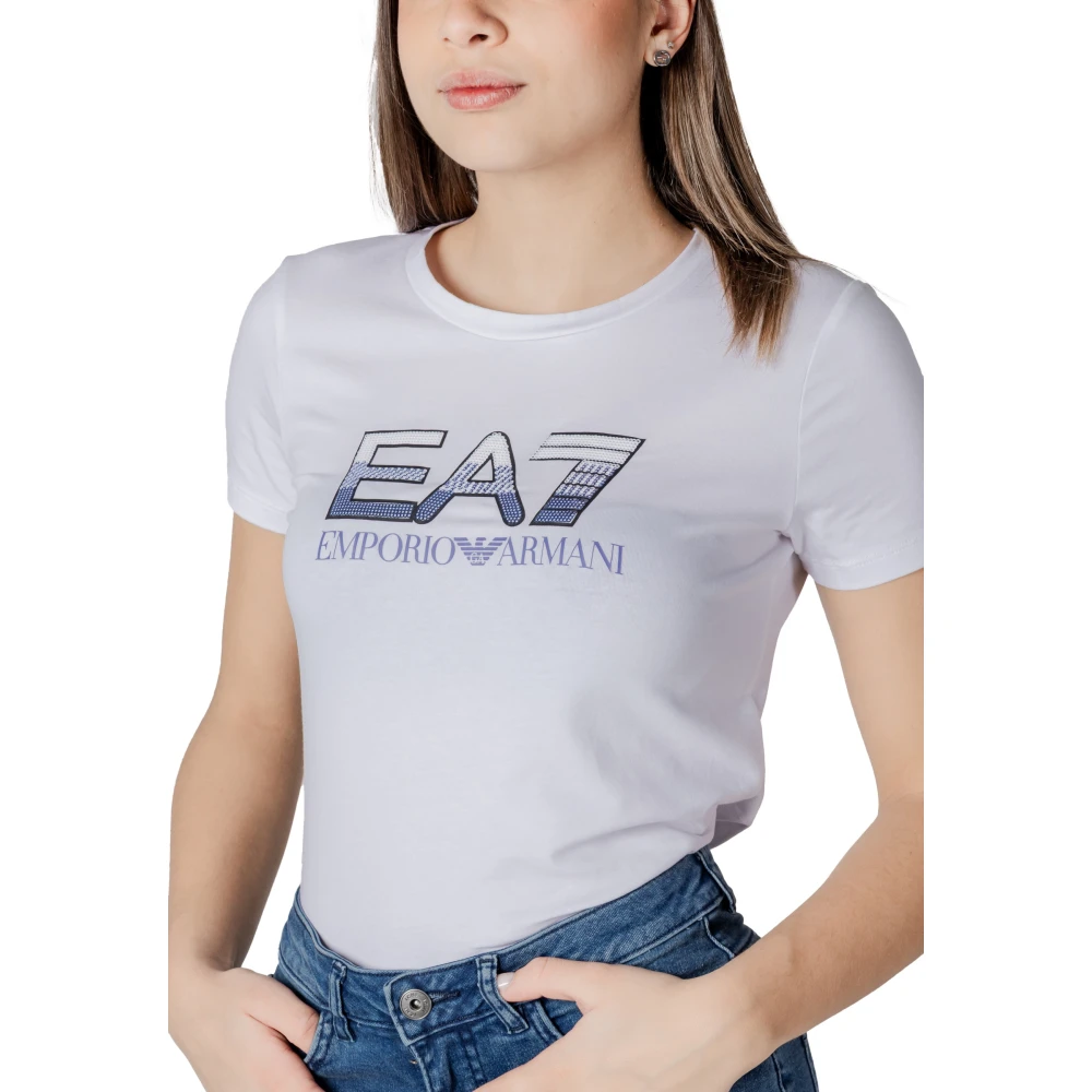 Emporio Armani EA7 Korte mouwen katoenen T-shirt collectie White Dames