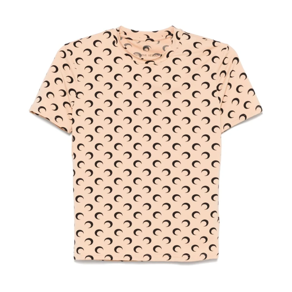 Marine Serre Beige Crescent Moon T-shirt Beige Dames
