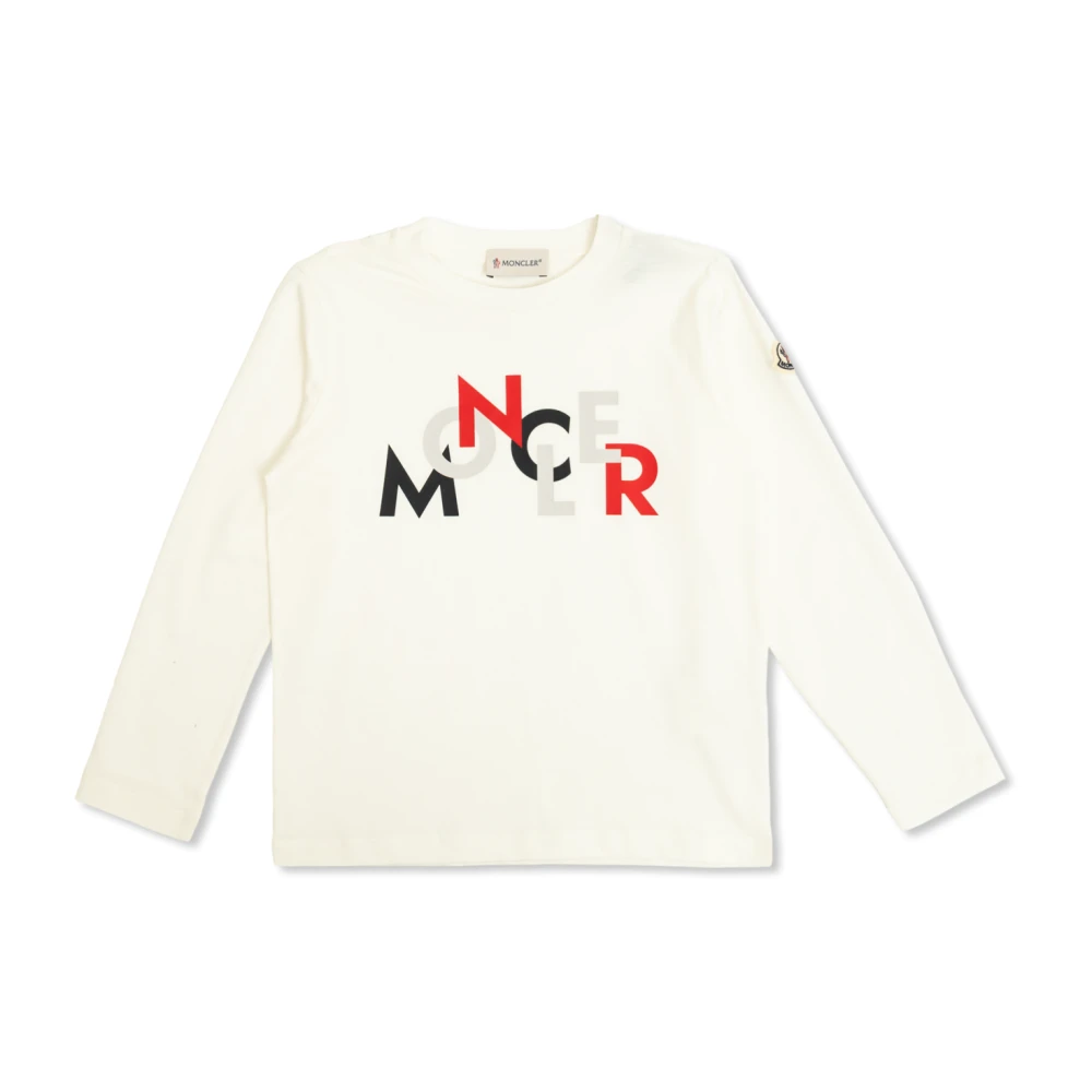 Moncler White Kids Short Sleeve T-Shirts, Unisex, 12 Y, T-Shirt With Logo