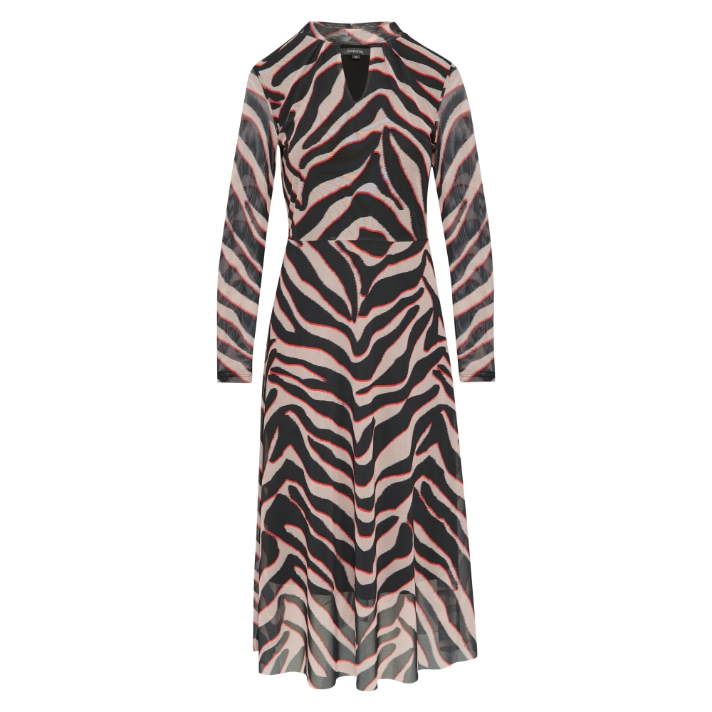 comma Jurk met lange mouwen en opstaande kraag Multicolor Dames