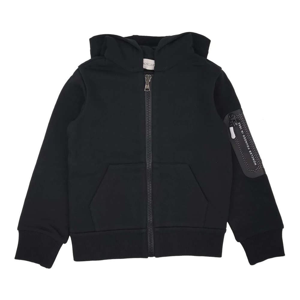 Moncler Boys Black Kids Sweatshirts, 8 Y, Open Zip Hoodie