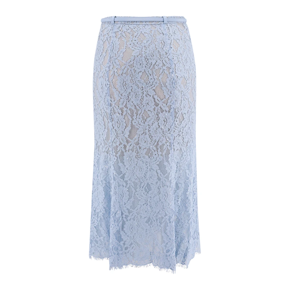 Self Portrait Kanten rok met borduursel en riem Blue Dames