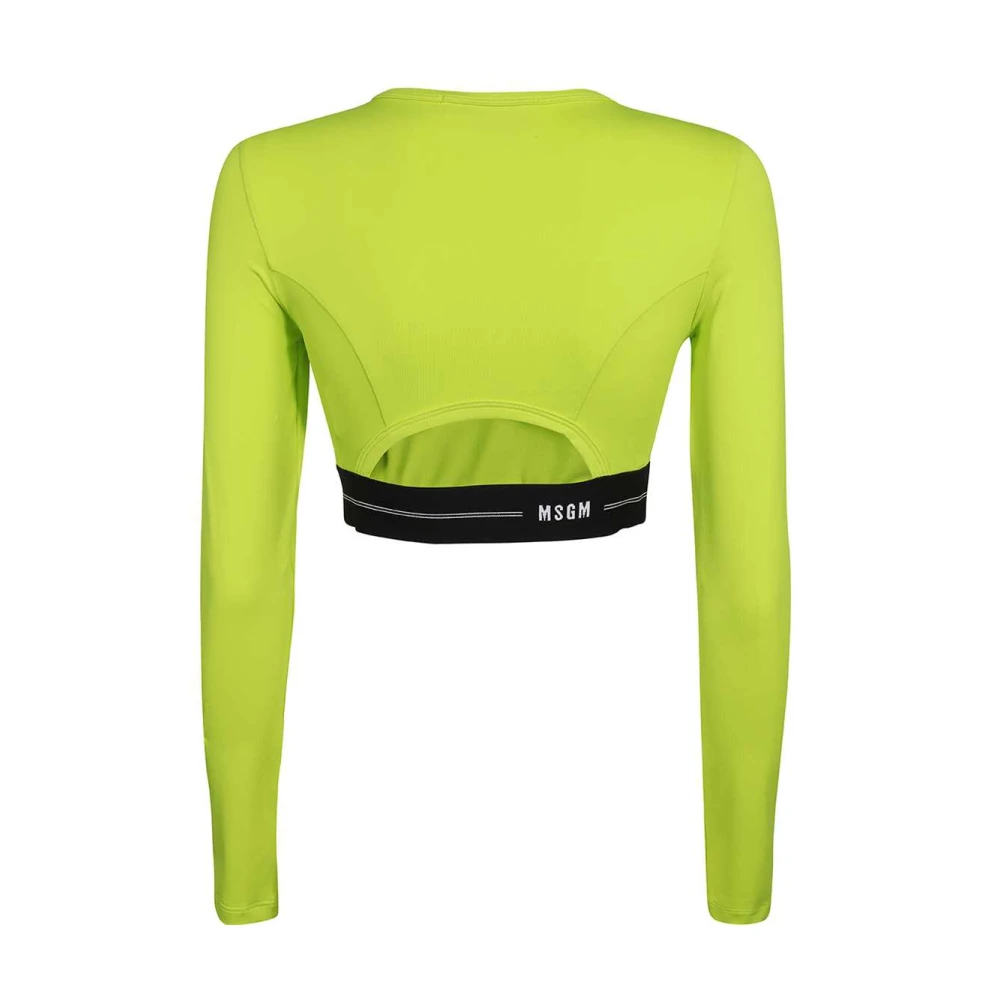 Msgm Crop Top met Logo Detail Green Dames