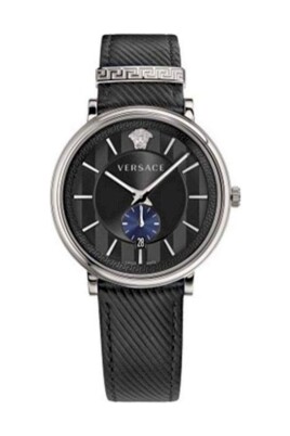 v-circle-leather-watch-black