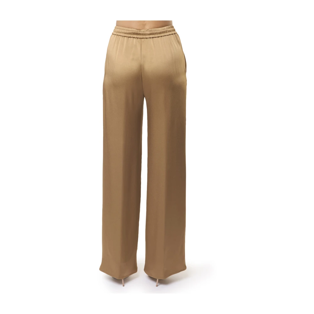 Herno Casual Satin Wide Leg Trousers Brown Dames