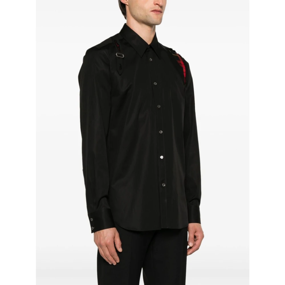 alexander mcqueen Zwart Tartan Detail Katoenen Overhemd Black Heren