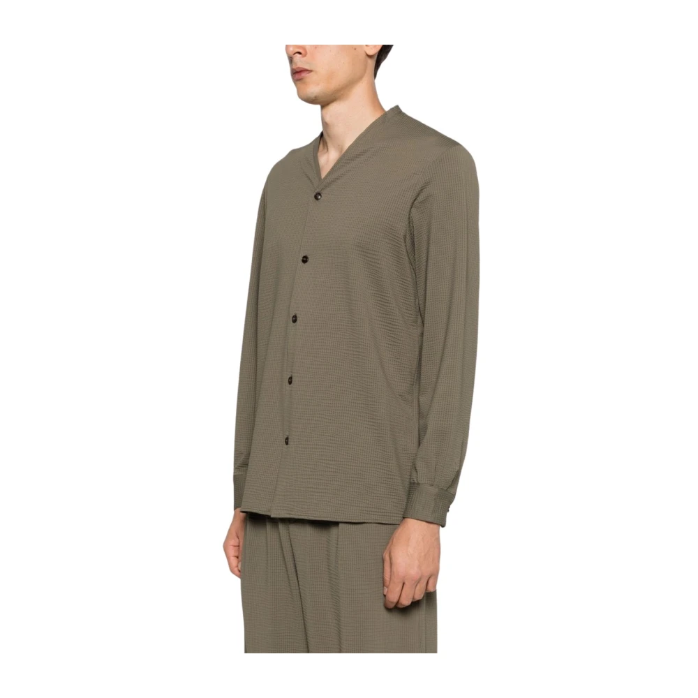 Emporio Armani Mannelijk Bruin Overhemden Heren, M, Shirt Van Technische Stretchstof