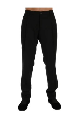 Elegant Svart Randig Straight Fit Byxor