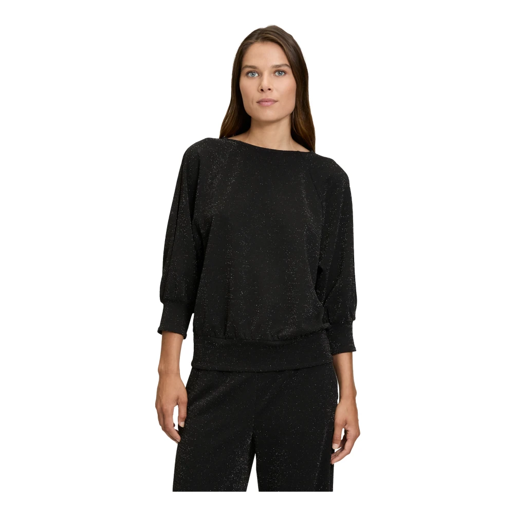 Betty Barclay Glitter Oversized Shirt met Cut-Outs Black Dames