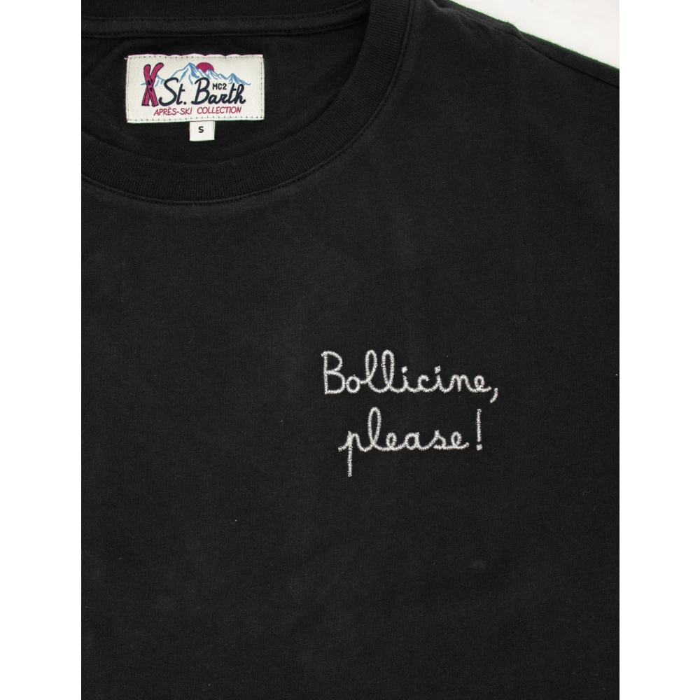 MC2 Saint Barth Geborduurde Crew-neck T-shirt Black Dames