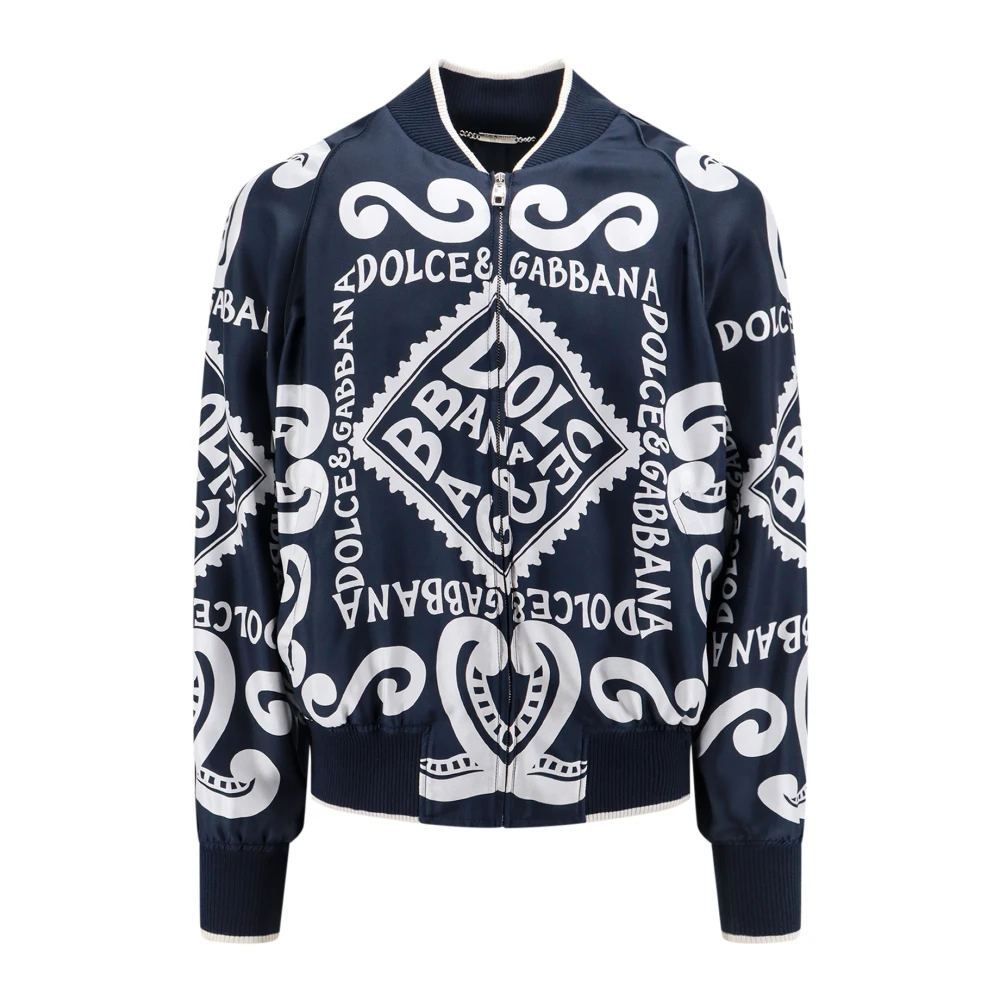 Dolce & Gabbana Zijden bomberjack met Marina print Blue Heren