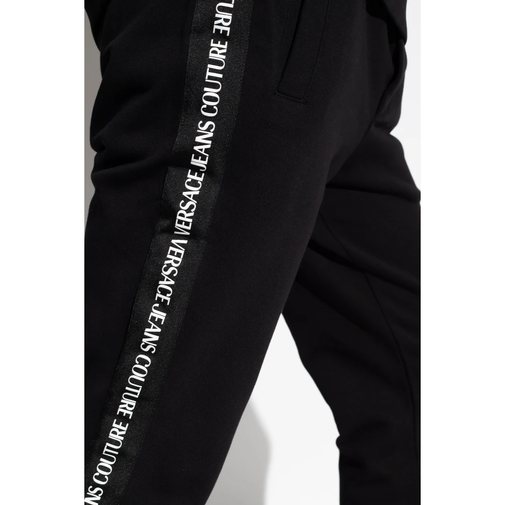 Versace Jeans Couture Trainingsbroek met merkstrepen aan de zijkant Black Heren