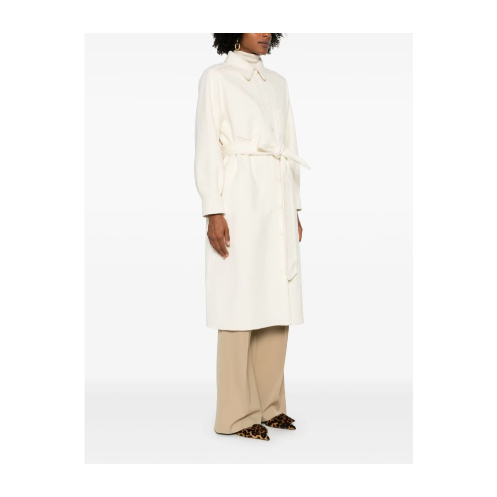 Paltò Witte Wol Midi Jas White Dames