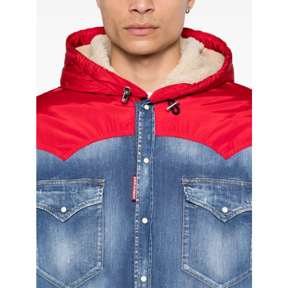 Dsquared2 Blauwe Denim Hoodie Jas Blue Heren