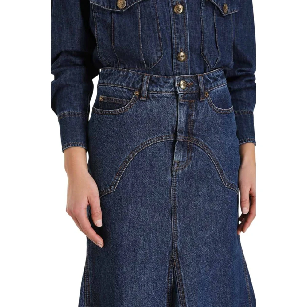 Zimmermann Fishtail Denim Maxi Rok Blue Dames