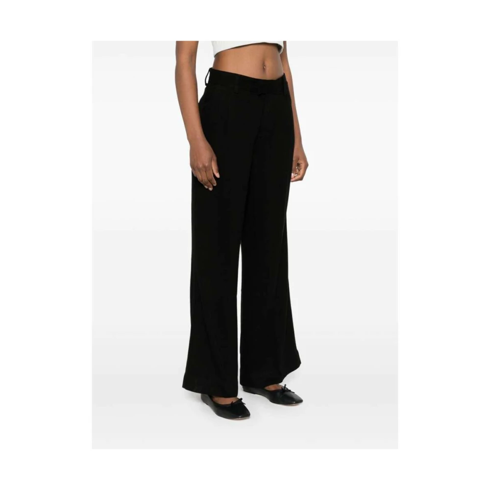 7 For All Mankind Zwarte Textuur Denim Wijde Pijp Jeans Black Dames