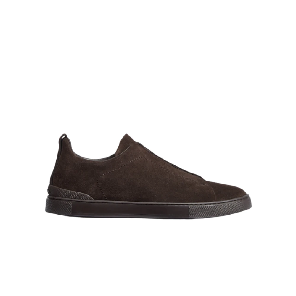 Ermenegildo Zegna Bruine Triple Stitch Slip-On Sneakers Brown Heren