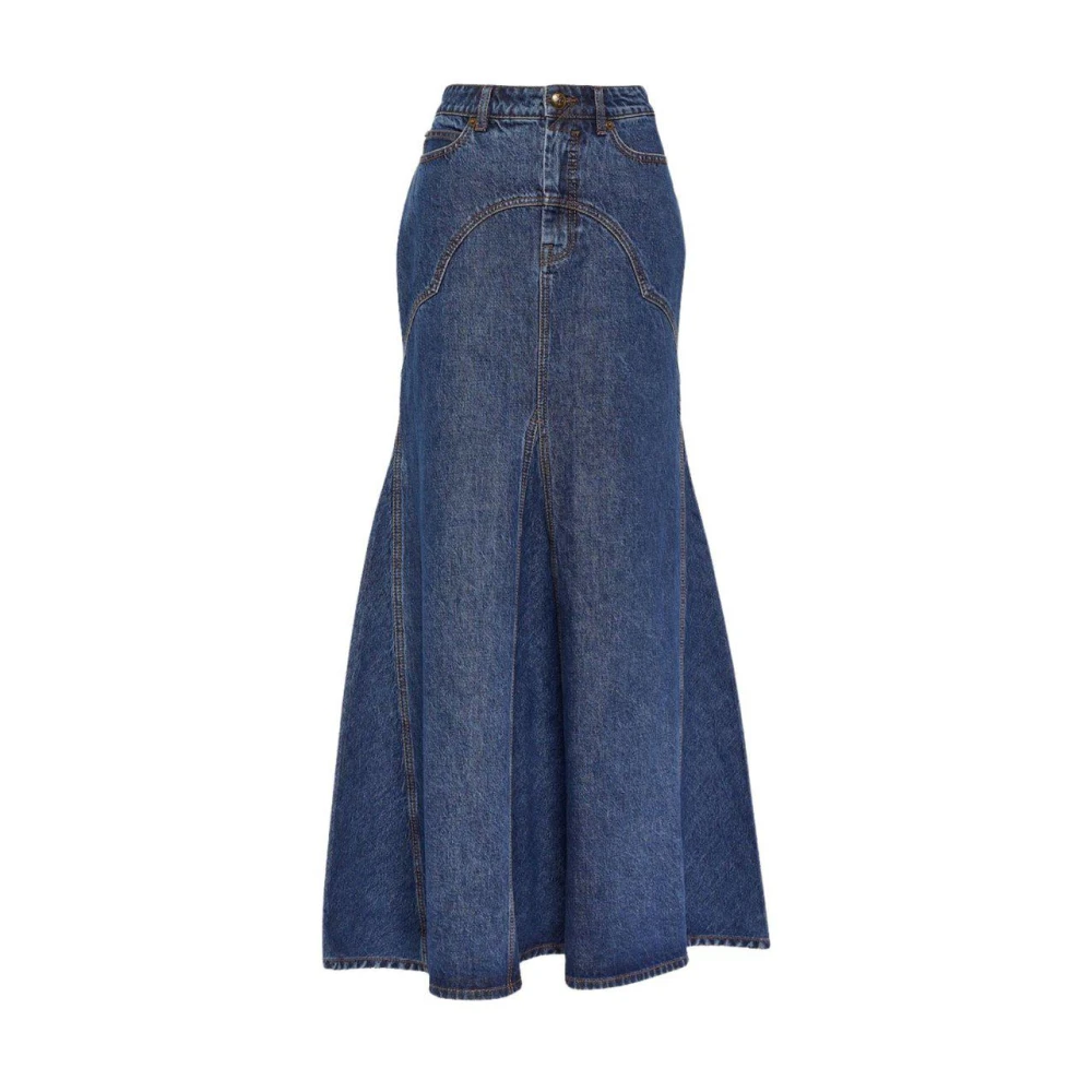 Zimmermann Fishtail Denim Maxi Rok Blue Dames