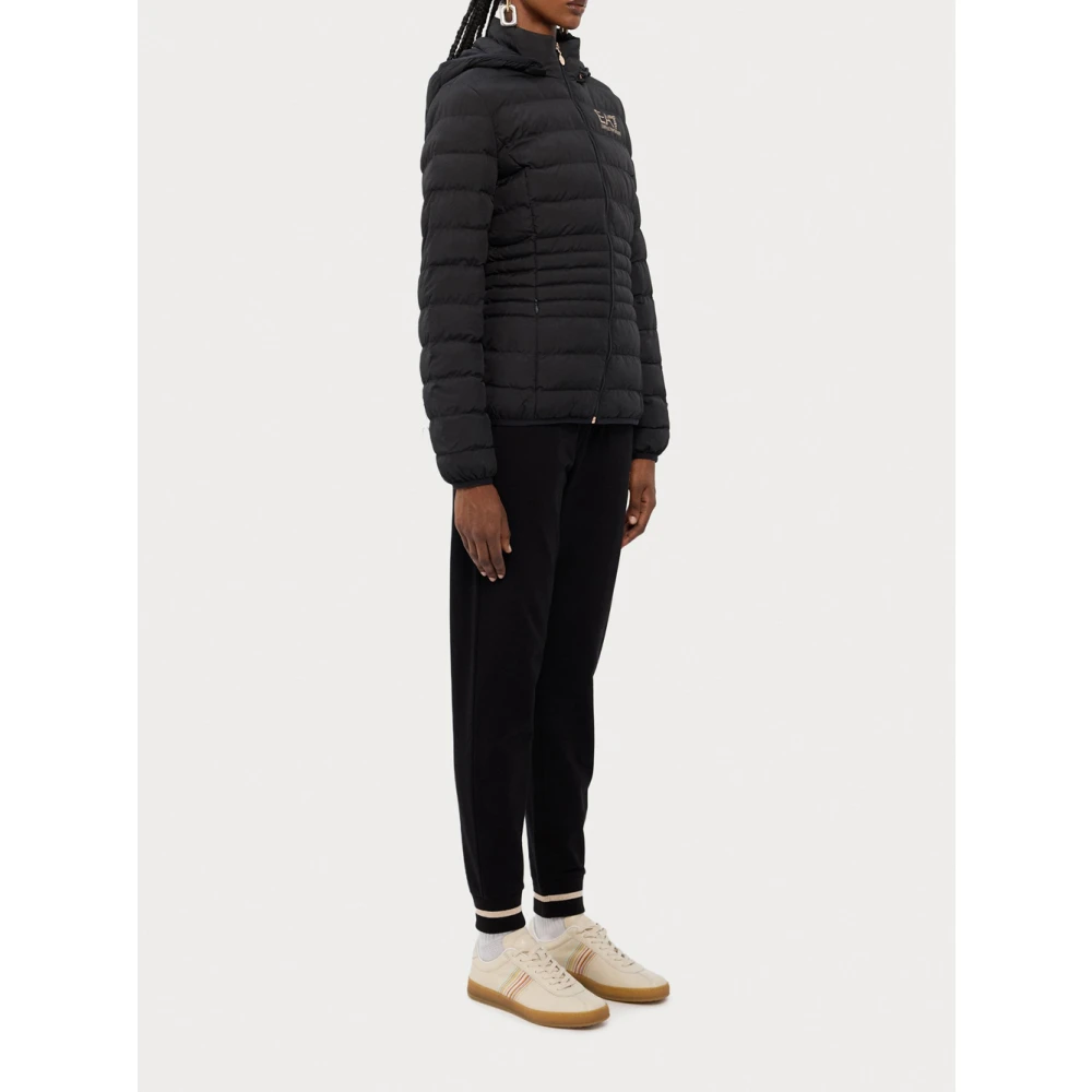 Emporio Armani EA7 Zwarte Bomberjack met Logohoofd Black Dames