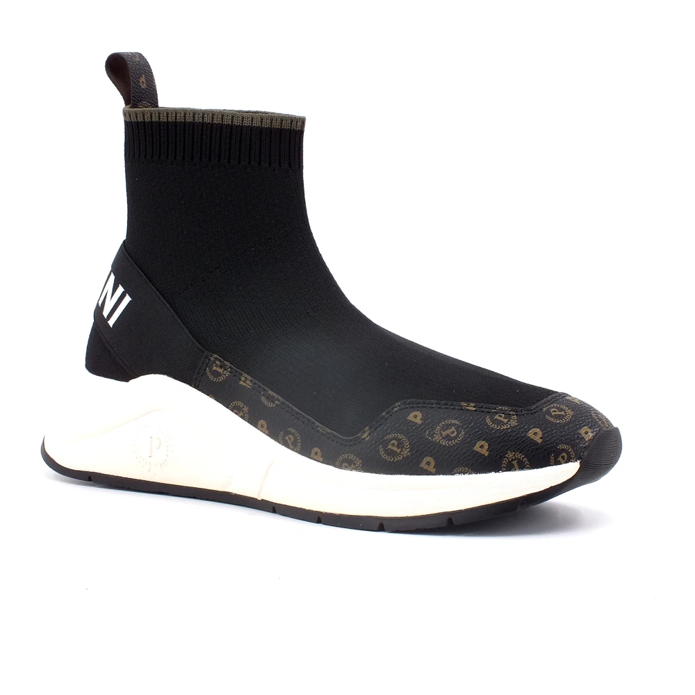 Pollini Sock Sneakers Logo Heritage Dames Schoenen Zwart