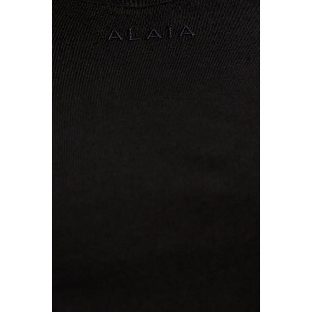 Alaïa T-shirt met logo Black Dames