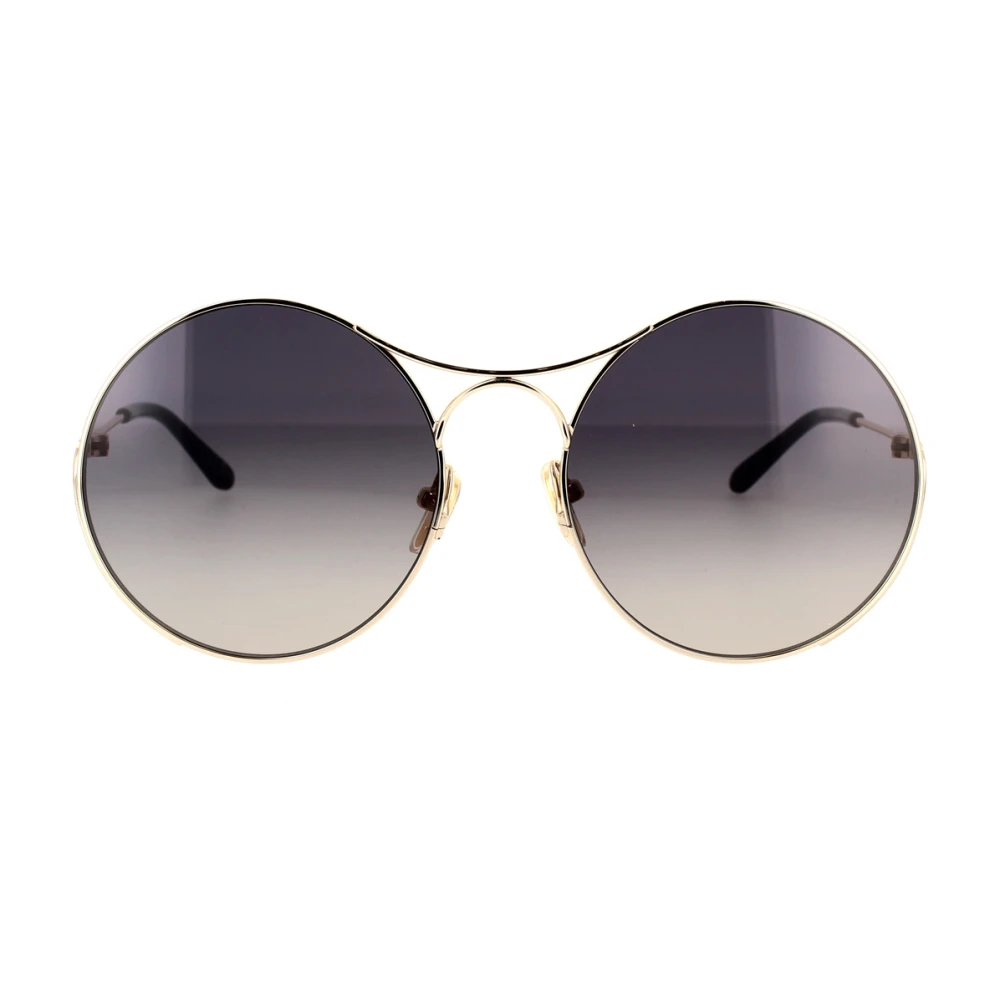 Chloé Modieuze ronde zonnebril met lichtgewicht metalen frame Yellow