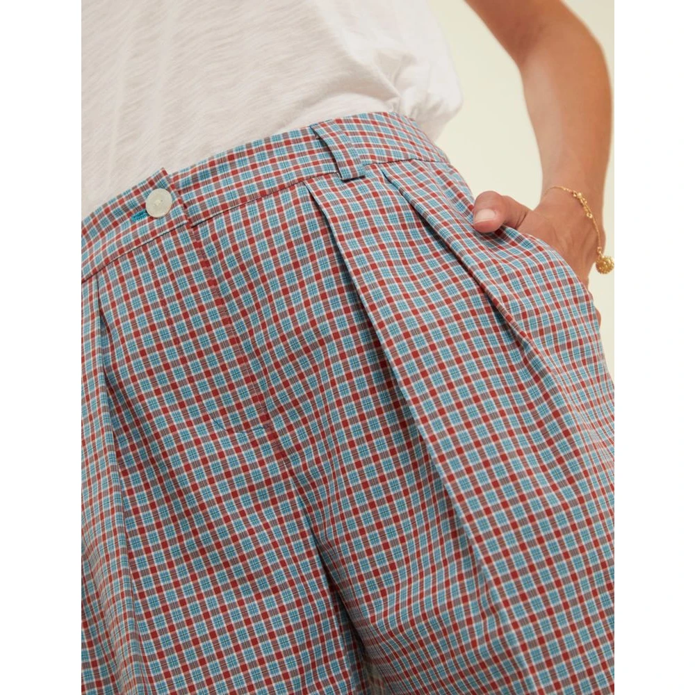 Ines De La Fressange Paris Luciano turquoise geruite broek Multicolor Dames