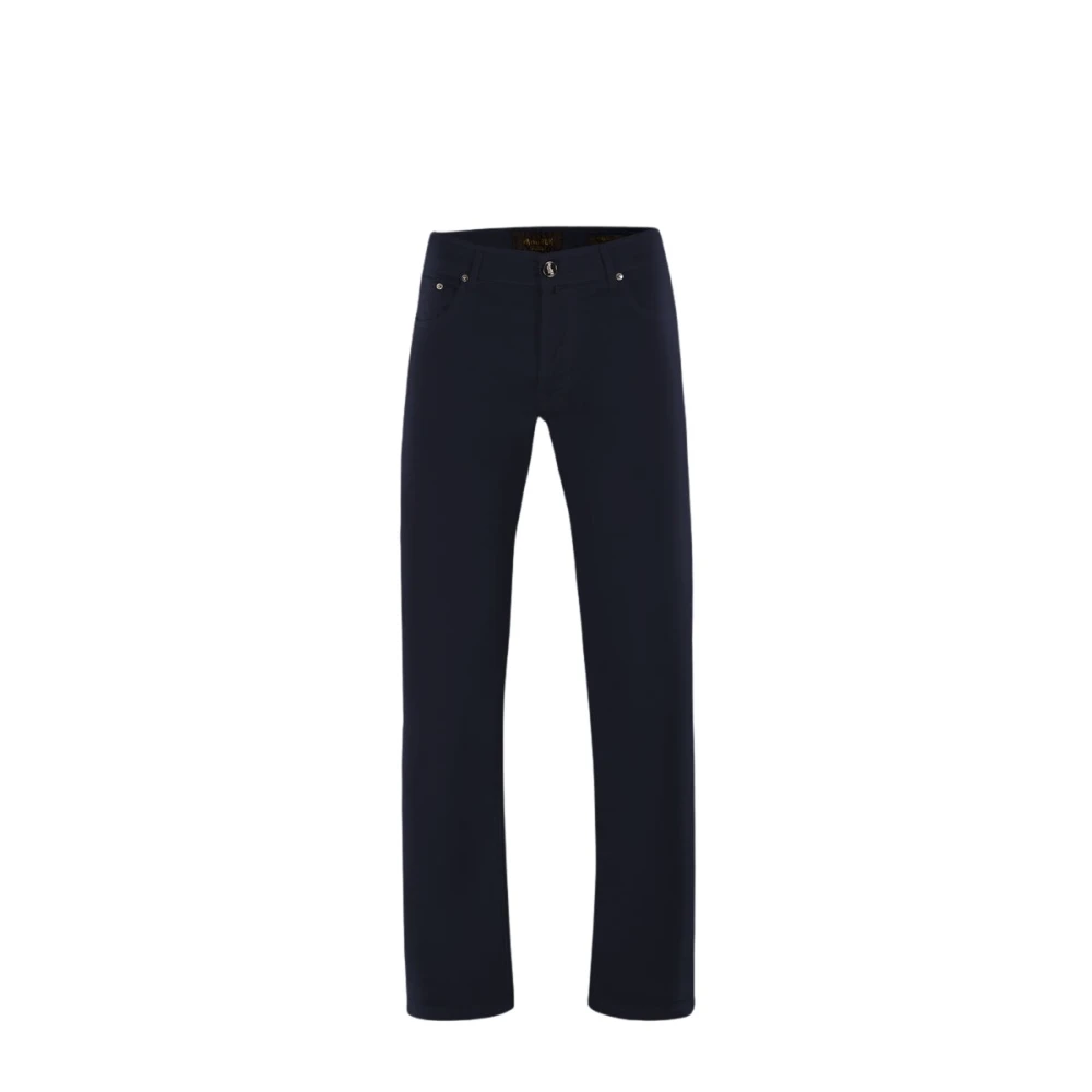 Moorer Men's Blue Slim-Fit Trousers, W40, Pavel-Sec