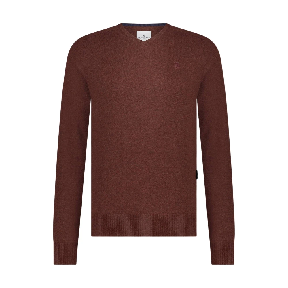 State of Art V-hals Pullover Effen Trui Red Heren