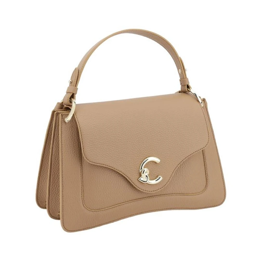 Coccinelle Schoudertas van generfd leer met magnetische klep Beige Dames