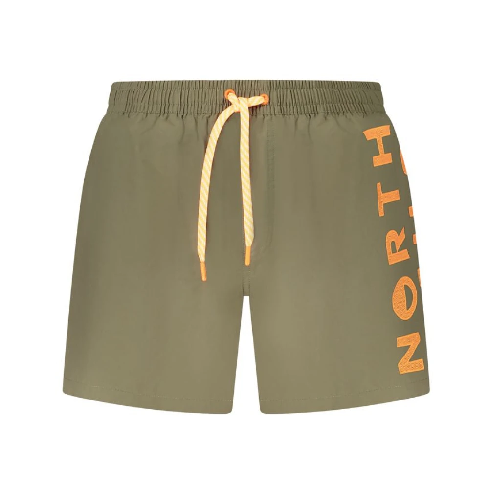 North Sails Men's Green Beachwear, S, Swim Boxer With Ocean Print