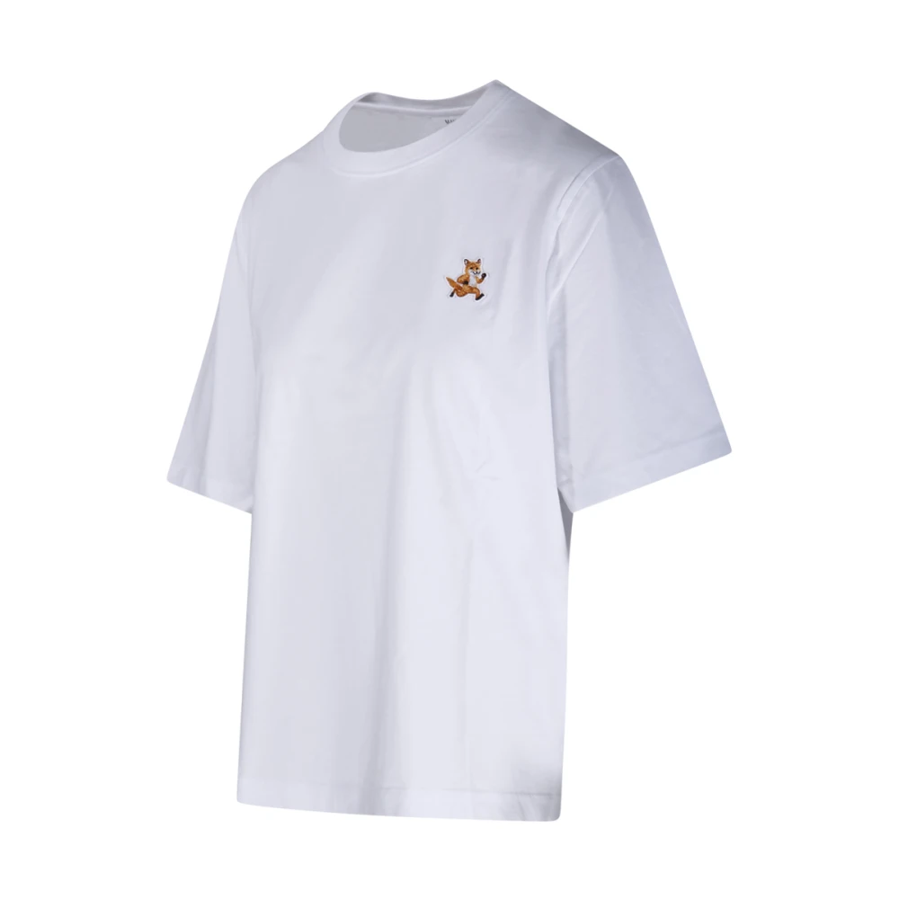 Maison Kitsuné Witte Fox Patch Tee-Shirt Comfort White Dames