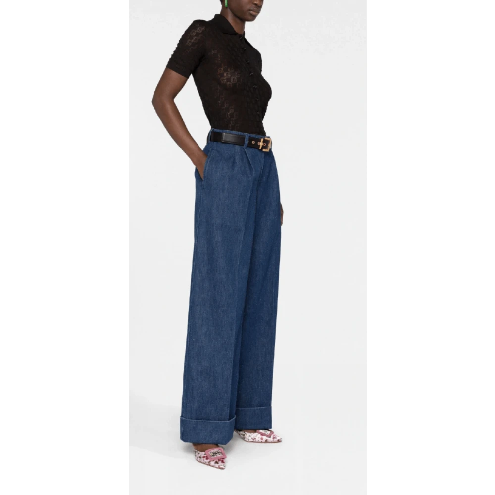 Gucci High-Waist Wide-Leg Jeans Blue Dames