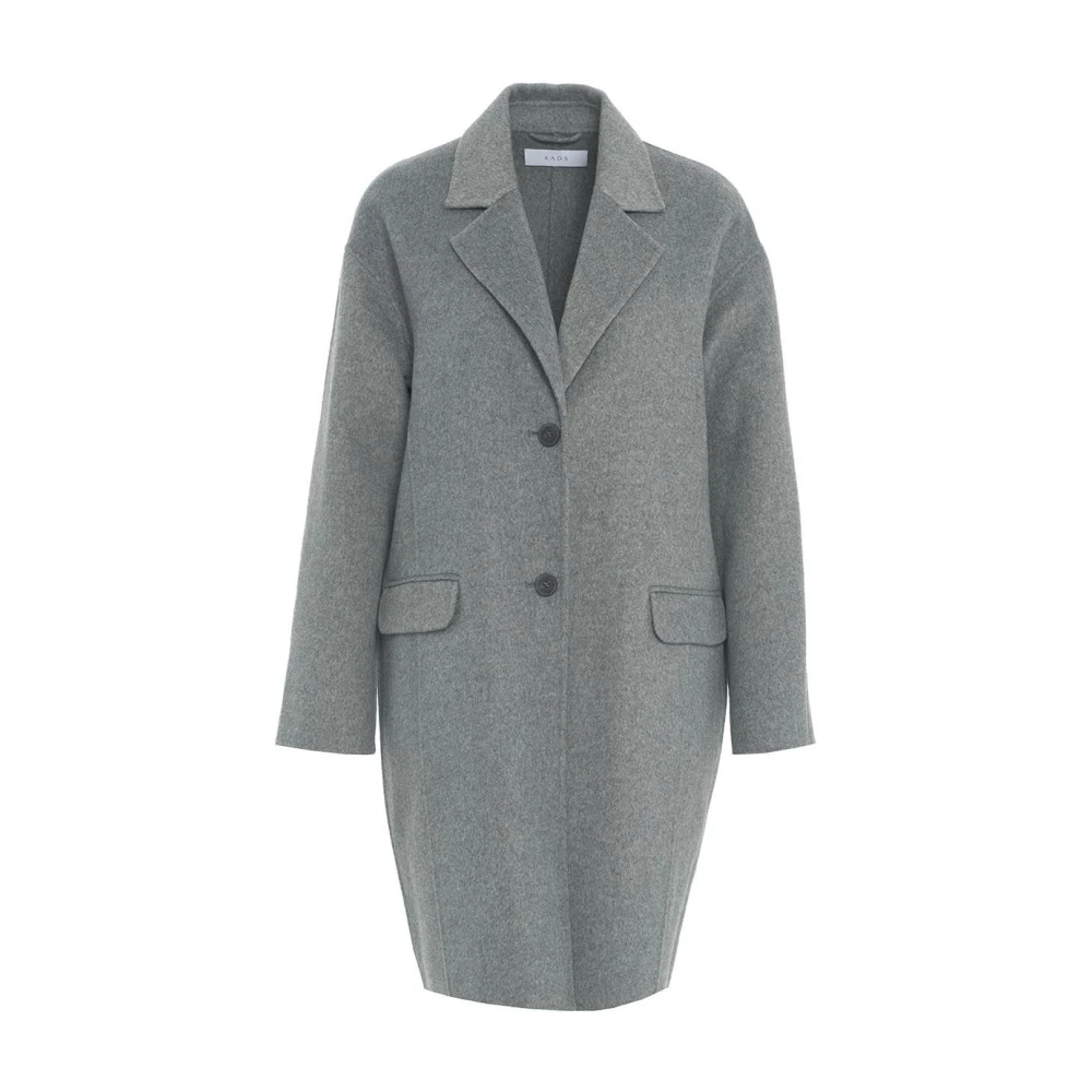 Kaos Elegante Grijze Wollen Jas Gray Dames