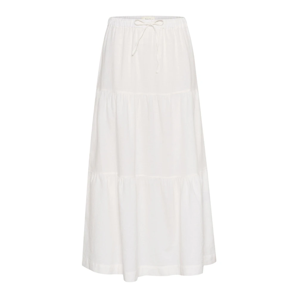 Part Two Women's White Maxi Skirts, Xl, Flounce Skirt With Elastic Waist