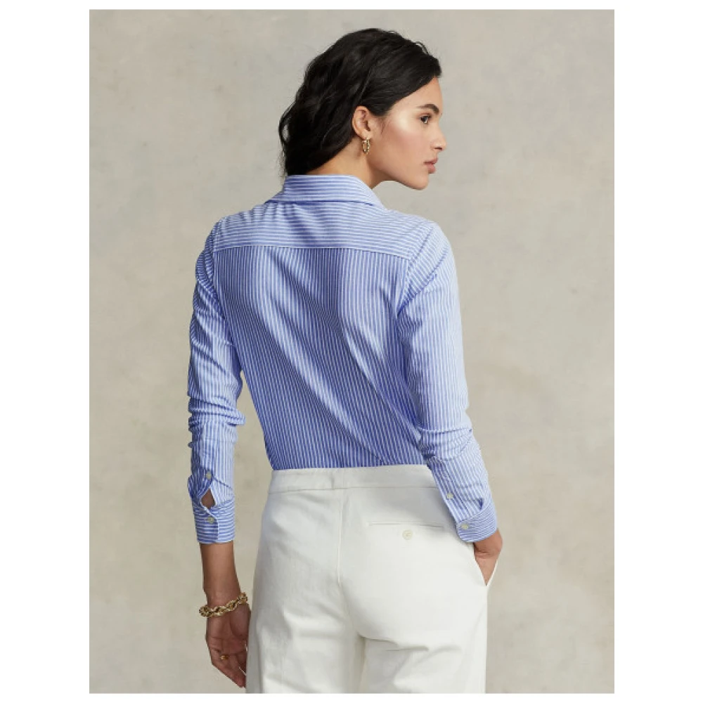 Polo Ralph Lauren Gestreepte Oxford Gebreide Heidi Shirt Blue Dames