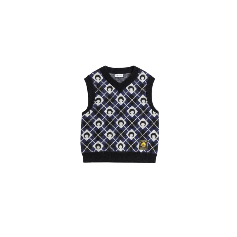 Marine Serre Maanprint Mouwloze Gebreide Top Blue Heren