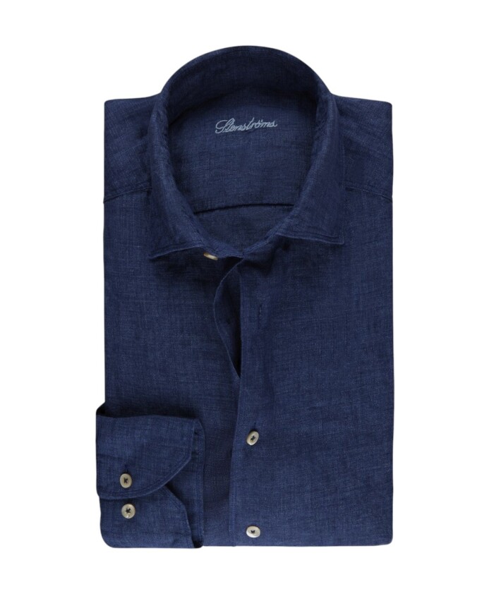 chemise-ajustee-en-lin-bleu-marine
