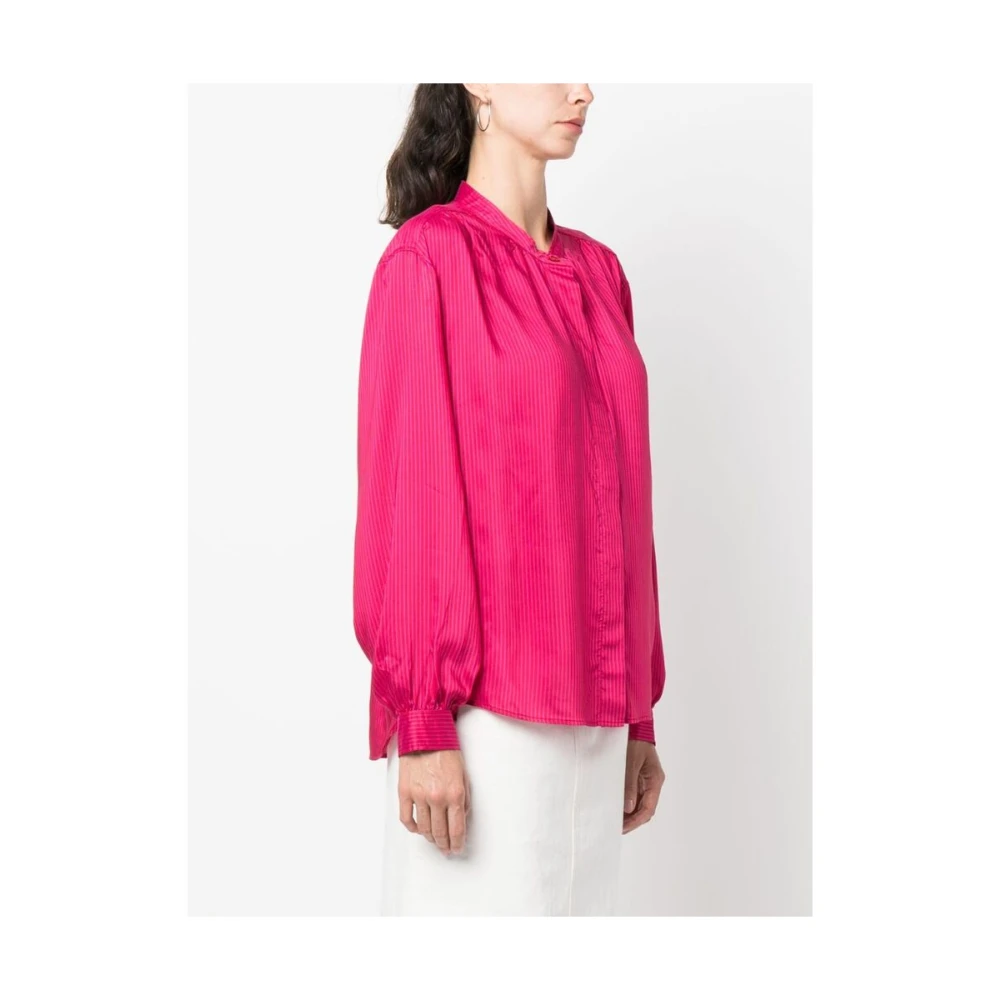 Isabel marant Gestreepte overhemd met opstaande kraag Pink Dames