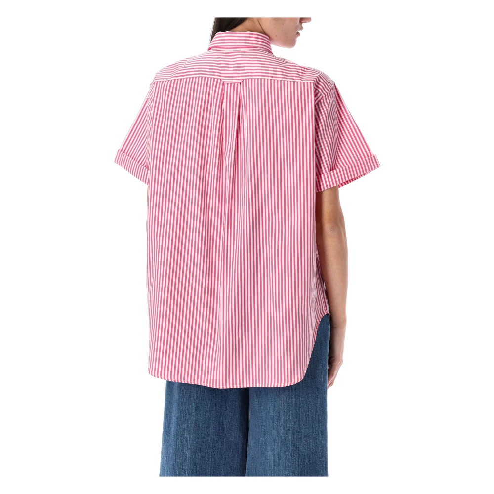 Ralph Lauren Gestreept Shirt met Korte Mouwen Pink Dames