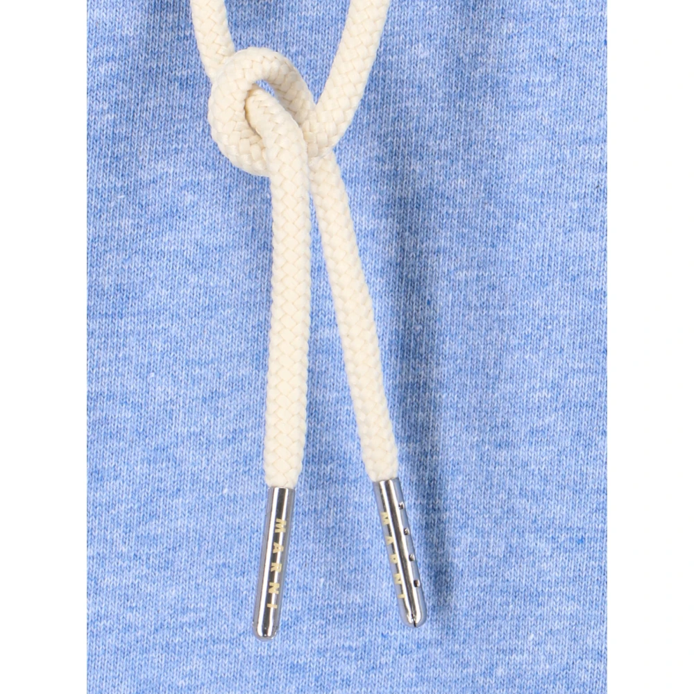 Marni Blauwe hoodie met rood logoborduursel Blue Heren